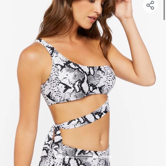 Snake Print One-Shoulder Monokini Swimsuit - Picture 3 of 3